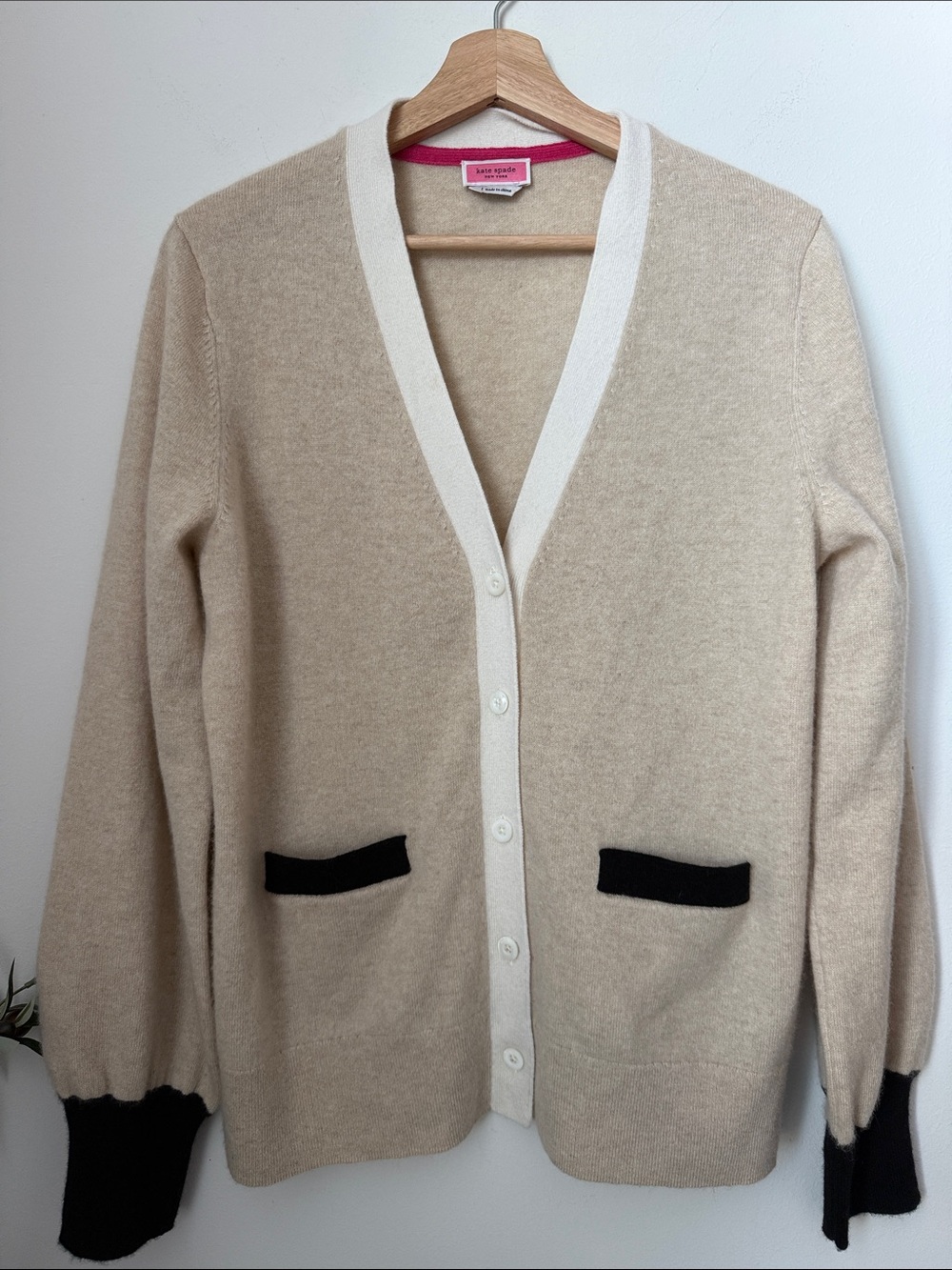 Kate Spade Colorblock Cashmere Gallery Cardigan Size L